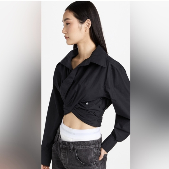 15. NWT ALEXANDER WANG CROSS FRONT POPLIN CROPPED TOP - Picture 5 of 10